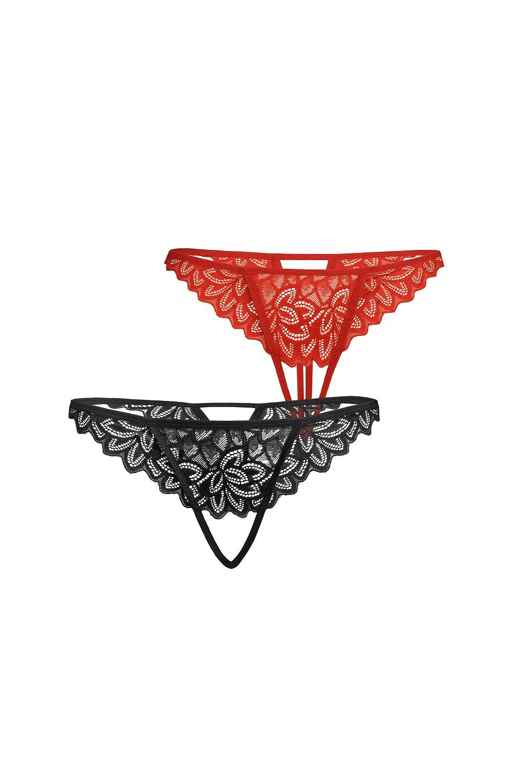 ensemble strings noir rouge femme élégant sensuel confortable dentelle florale transparent stretch ouvert coupe ajustée respirant durable