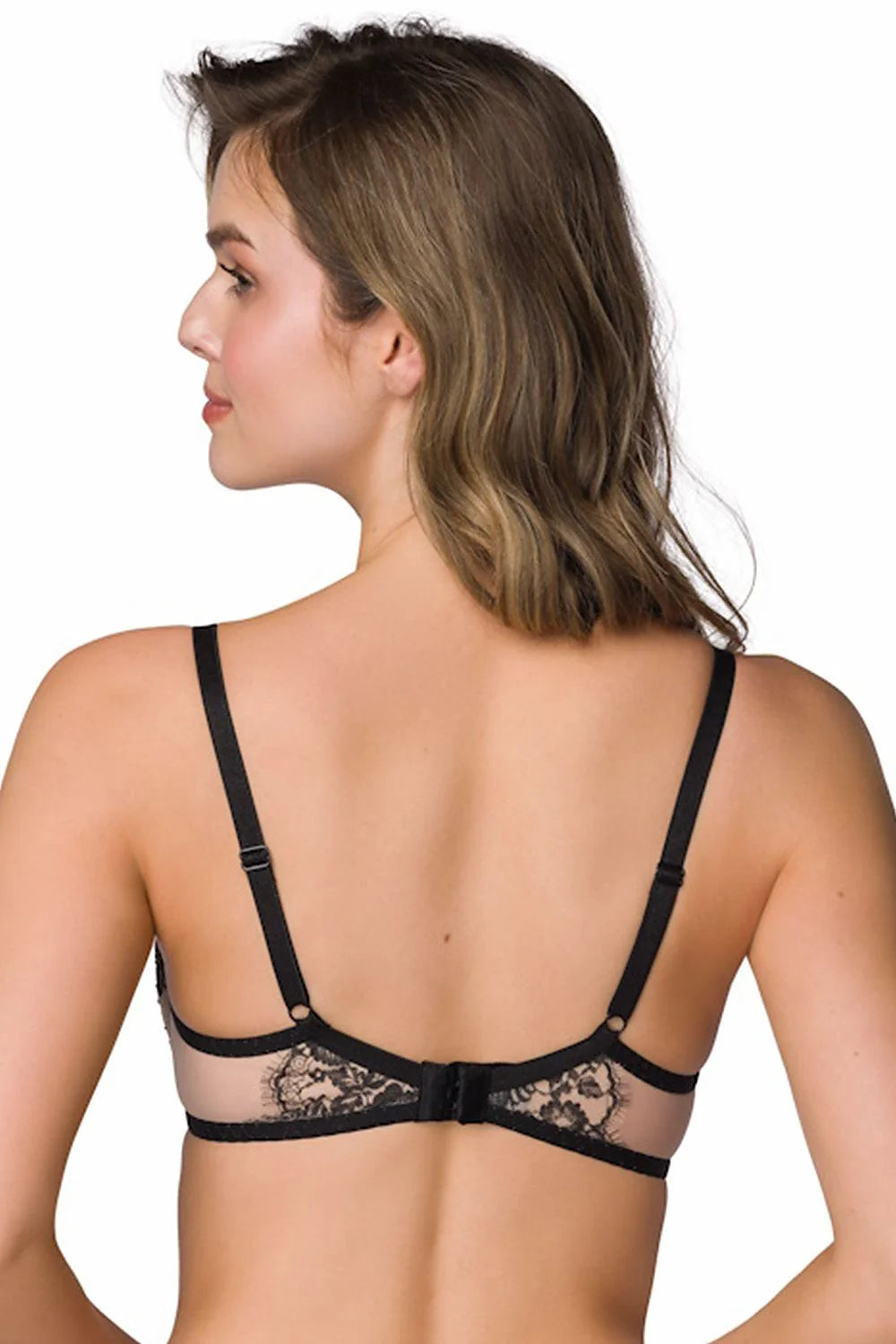 Soutien-gorge push-up élégant en dentelle noire et beige occasion spéciale maintien optimal féminin lingerie raffinée