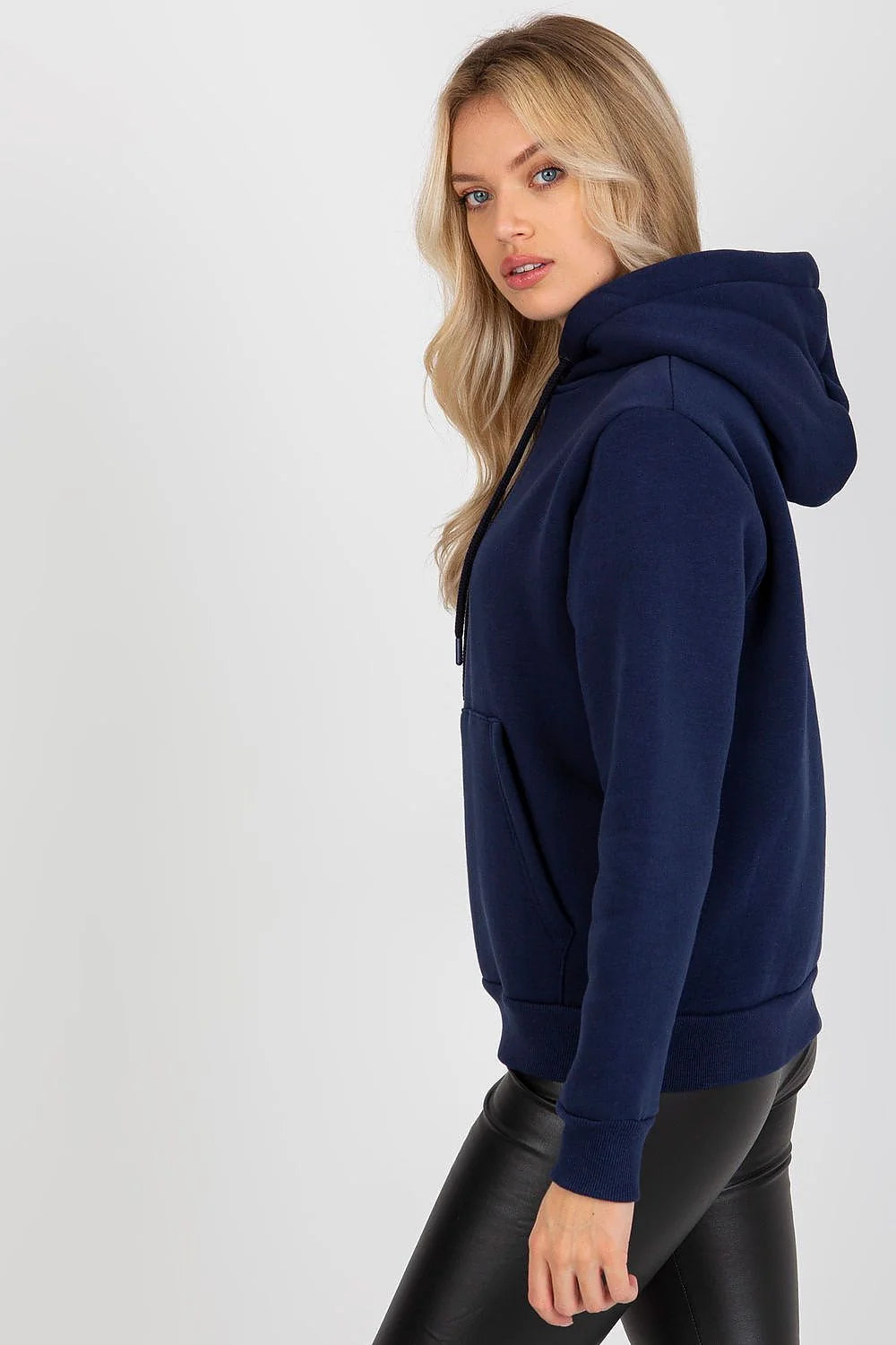 Sweatshirt Rue Paris capuche manches longues couleur vert kaki look casual style streetwear taille ajustable femme