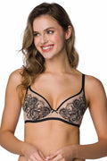 Soutien-gorge élégant en dentelle noire et beige tulle transparent femme maintien optimal bretelles réglables fermeture multiple rangées
