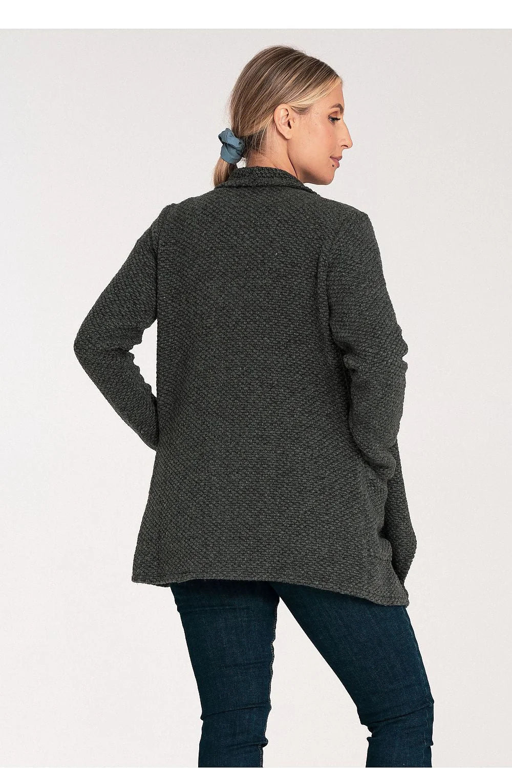 cardigan femme moderne élégant tricot maille épaisse mélange acrylique polyester laine coupe ample col châle