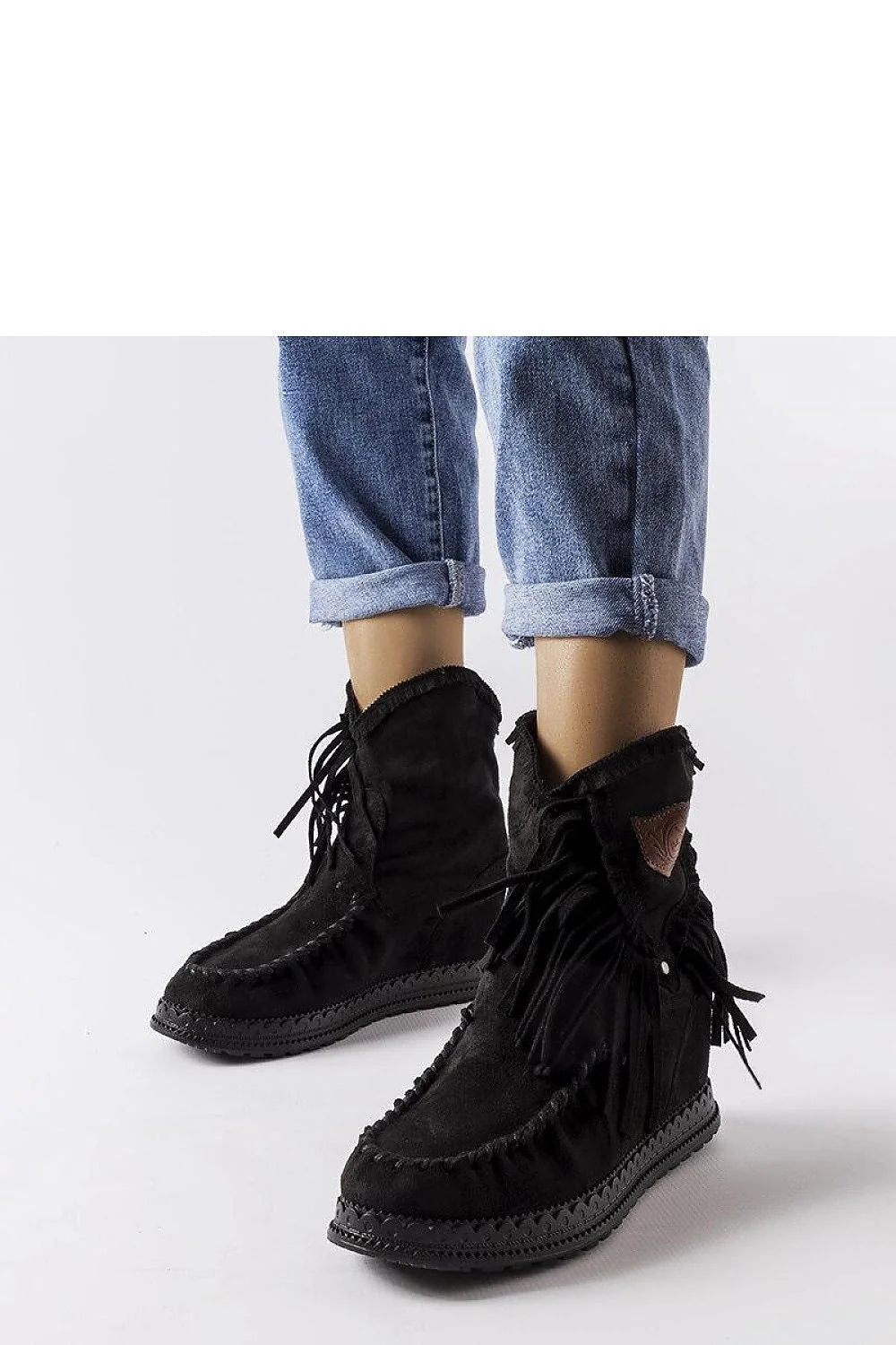 bottes cothurnes Solea cuir suédine noir marron montantes franges bohème talons compensés semelle crantée surpiqûres mocassin confortables élégantes