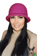Chapeau Kamea femme élégant fuchsia tressé perlé mode automne printemps ajustable qualité