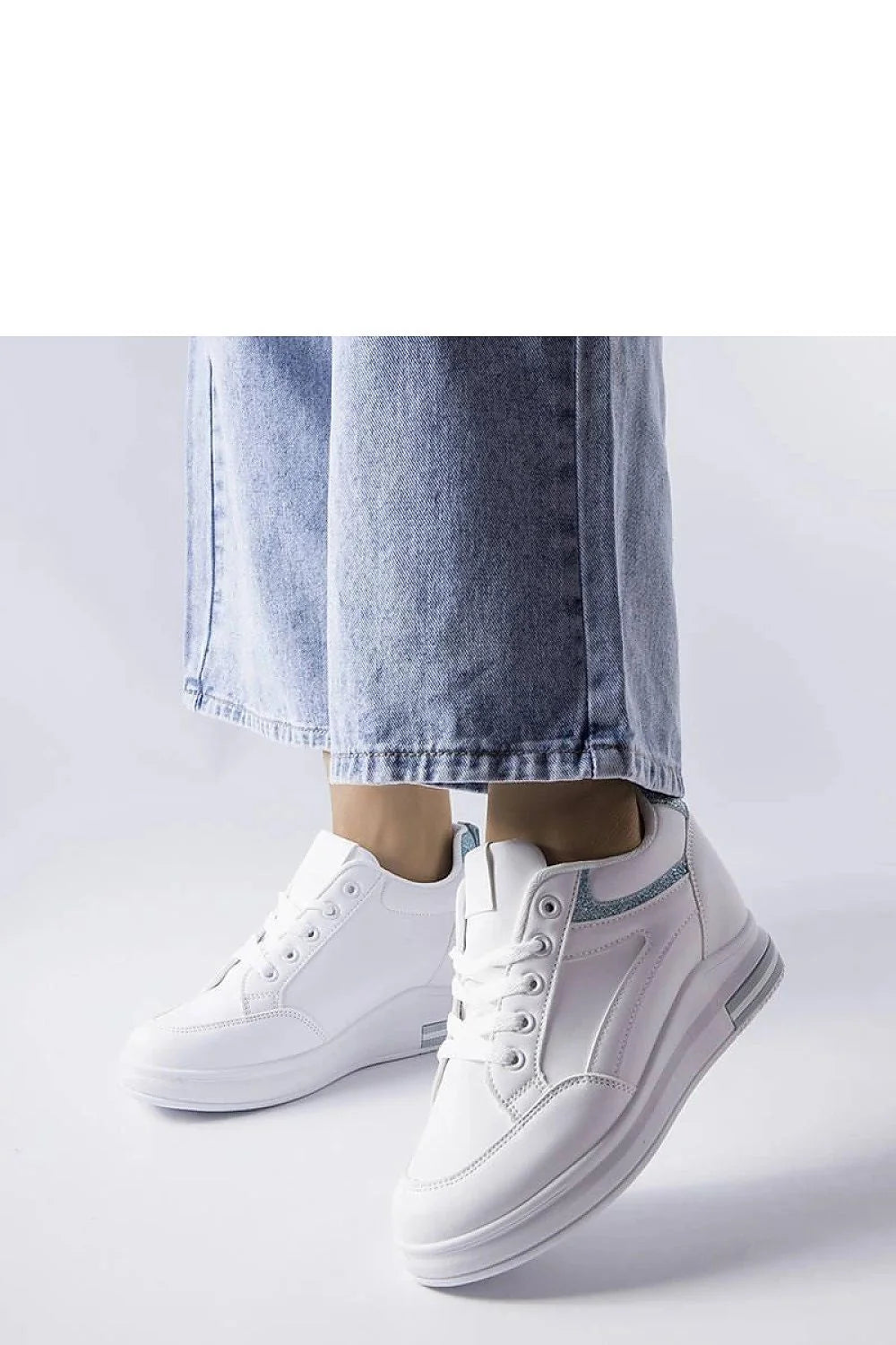 Sneakers Baskets Solea femmes blanches paillettes Bonevil cuir synthétique semelle épaisse style minimaliste confortable occasion quotidienne