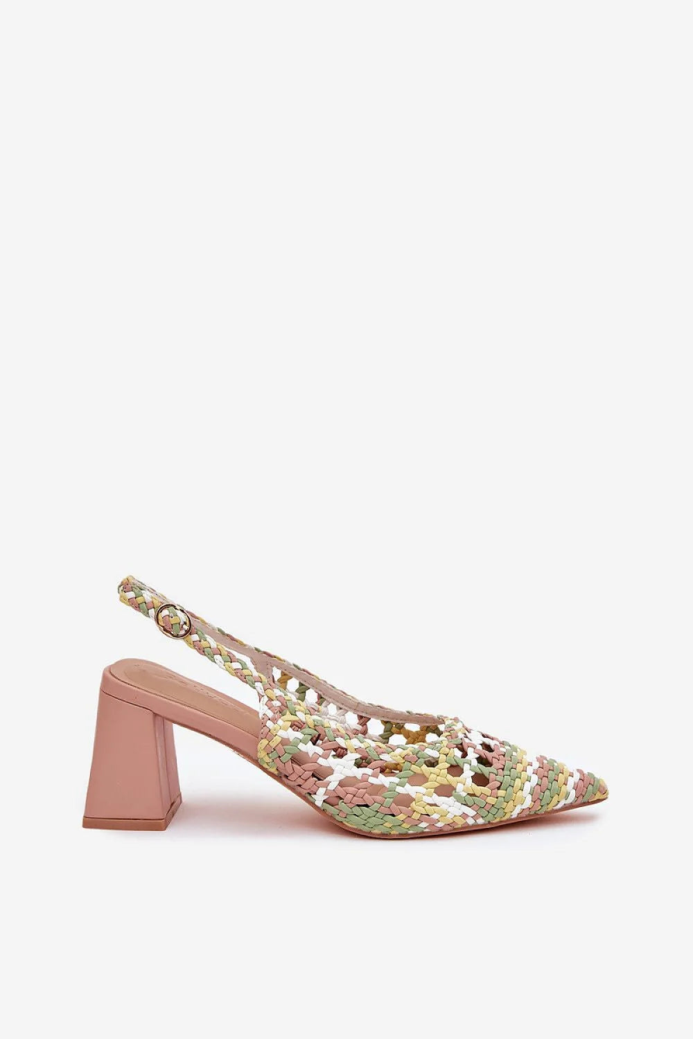 Sandales femmes design tissé talon carré 7 cm confort élégance soirées été spéciales mode chaussures