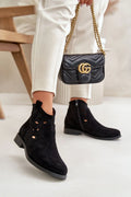 Bottes S.Barski pour femmes, design perforé, suédine écologique, talon plat, fermeture éclair, style élégant, printemps été