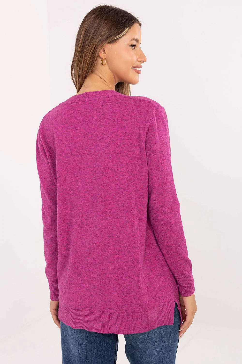 cardigan femme ouvert décontracté confortable viscose modal nylon maille fine fuchsia manches longues poches plaquées coupe droite léger extensible