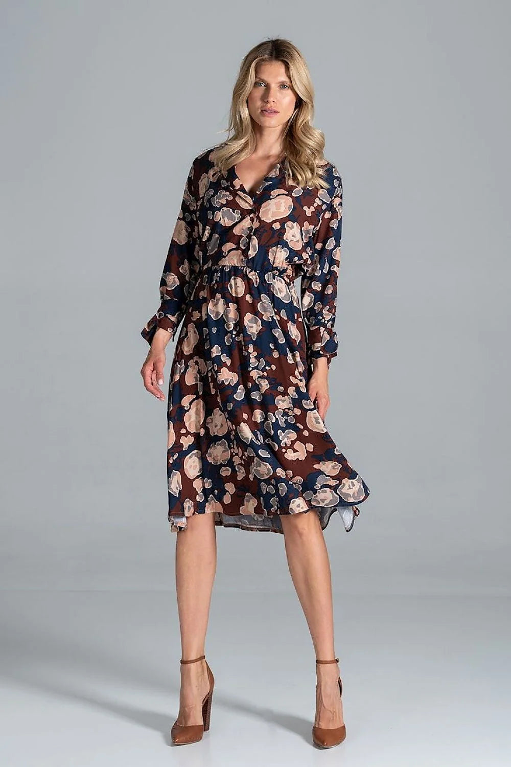 Robe chemise viscose décontractée à carreaux manches longues ceinture ajustable élégante pour femme automne