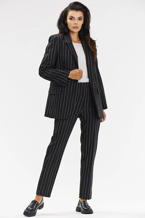 Blazer et pantalon femme Awama tailleur classique rayures fines coupe ample élégance intemporelle polyester polyvalent professionnel formel