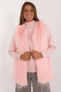 Gilet fourrure femmes style moderne couleur rose matière douce confortable froid élégant casual tendance porté quotidien