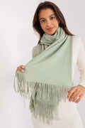 Écharpe élégante pour femme longue hiver vert menthe franges douce polyester 100% accessoire mode
