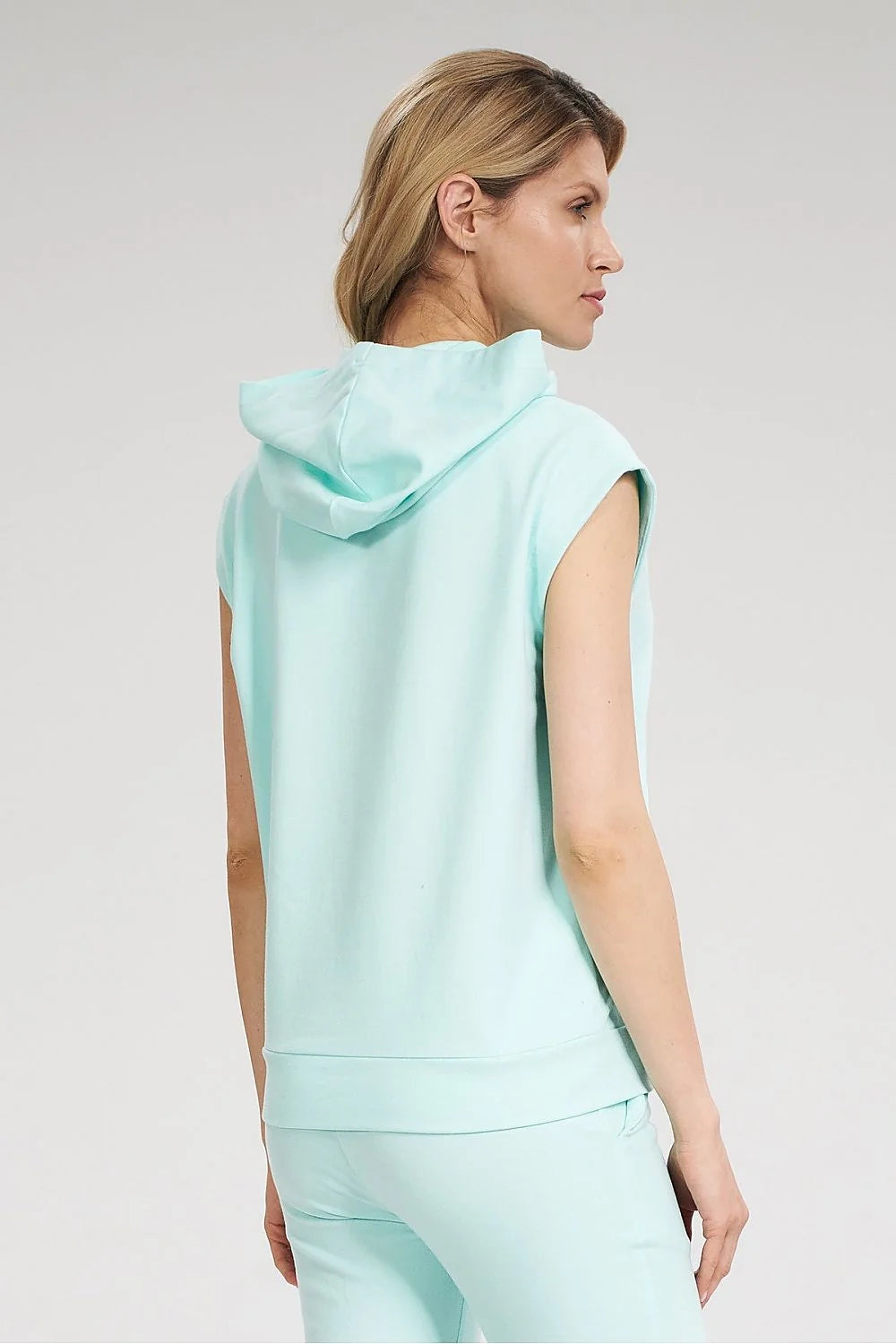 Sweat à capuche sans manches en coton jaune pâle coupe ample style décontracté pour femme moderne
