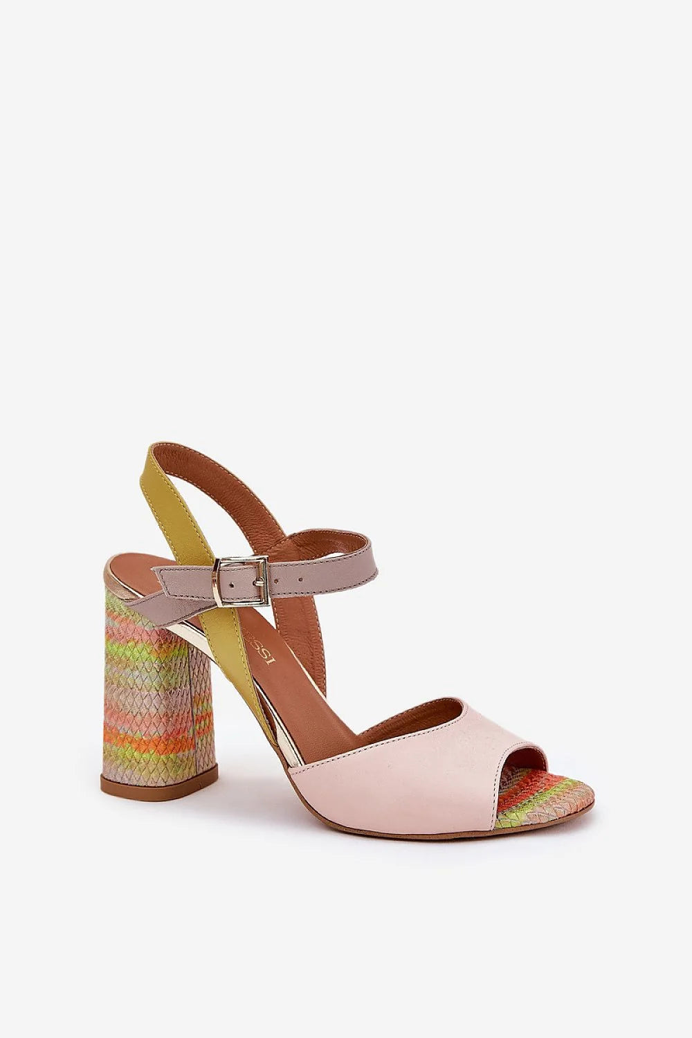 Sandales à talons compensés femmes cuir naturel rose pâle motif serpent Design moderne et rétro