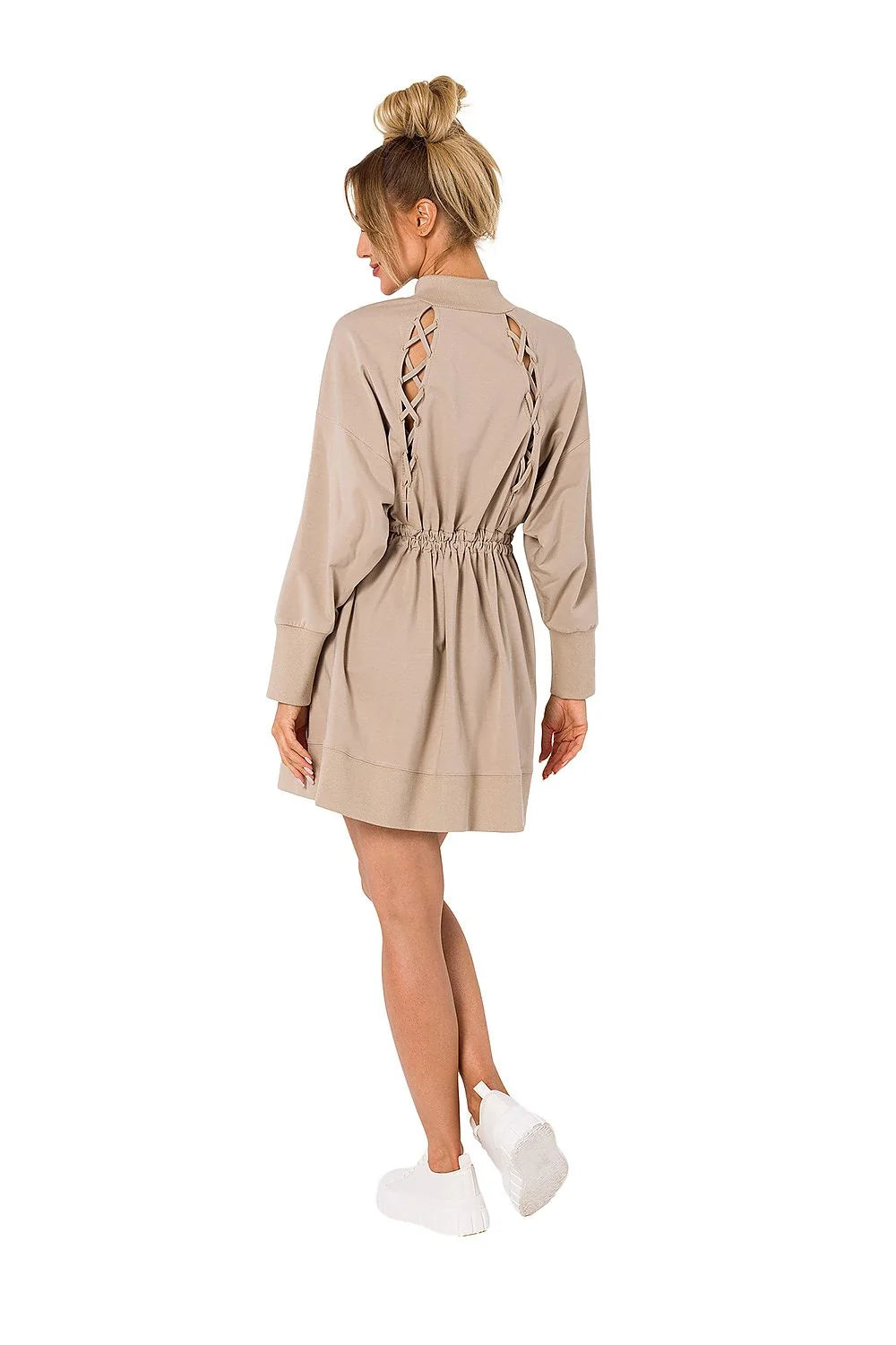 robe veston moderne décontractée sportive coupe fluide cordon taille manches longues col montant coton poches plaquées fermeture éclair vert vif