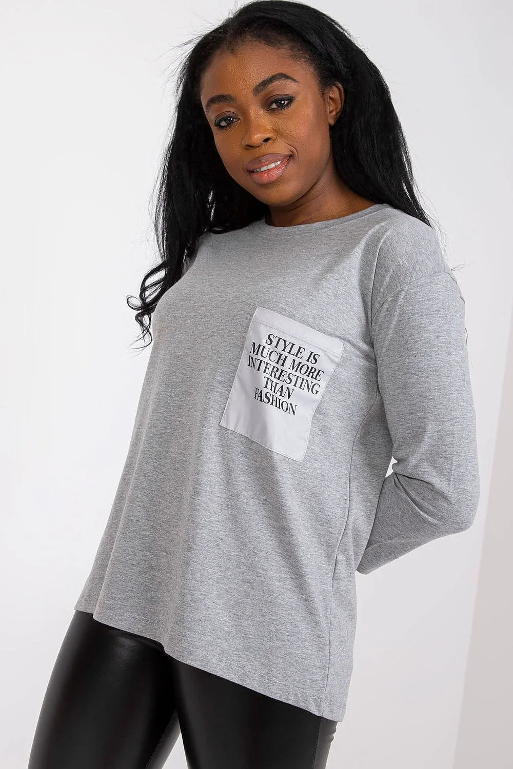 Chemisier Ex Moda Femme Blouse Mode Coupe Classique Manches Longues Coton Elasthanne Poche Imprimée