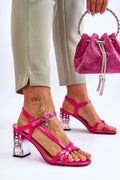 Sandales à talons Step in style en cuir écologique sandales à lanières talon aiguille pierres scintillantes sandales femmes soirées