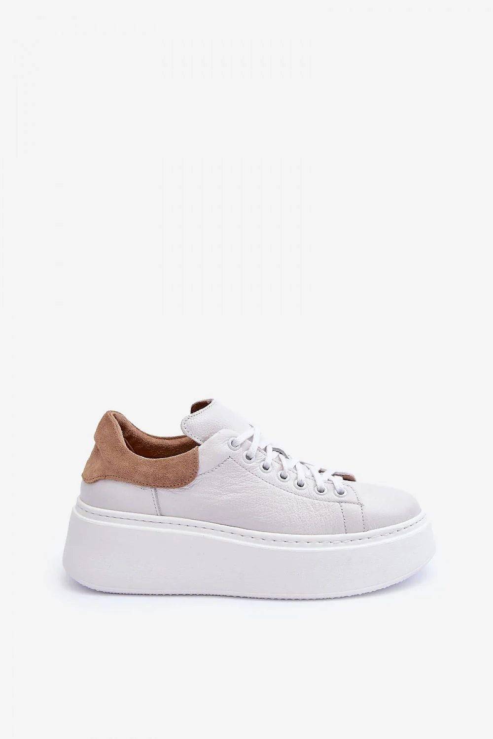 Chaussures de sport femmes cuir blanc style moderne minimaliste confort plateforme haute lacets blancs