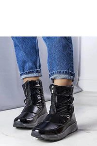 Bottes de neige mode femmes cuir synthétique semelle caoutchouc noir gris comfort hiver urban style