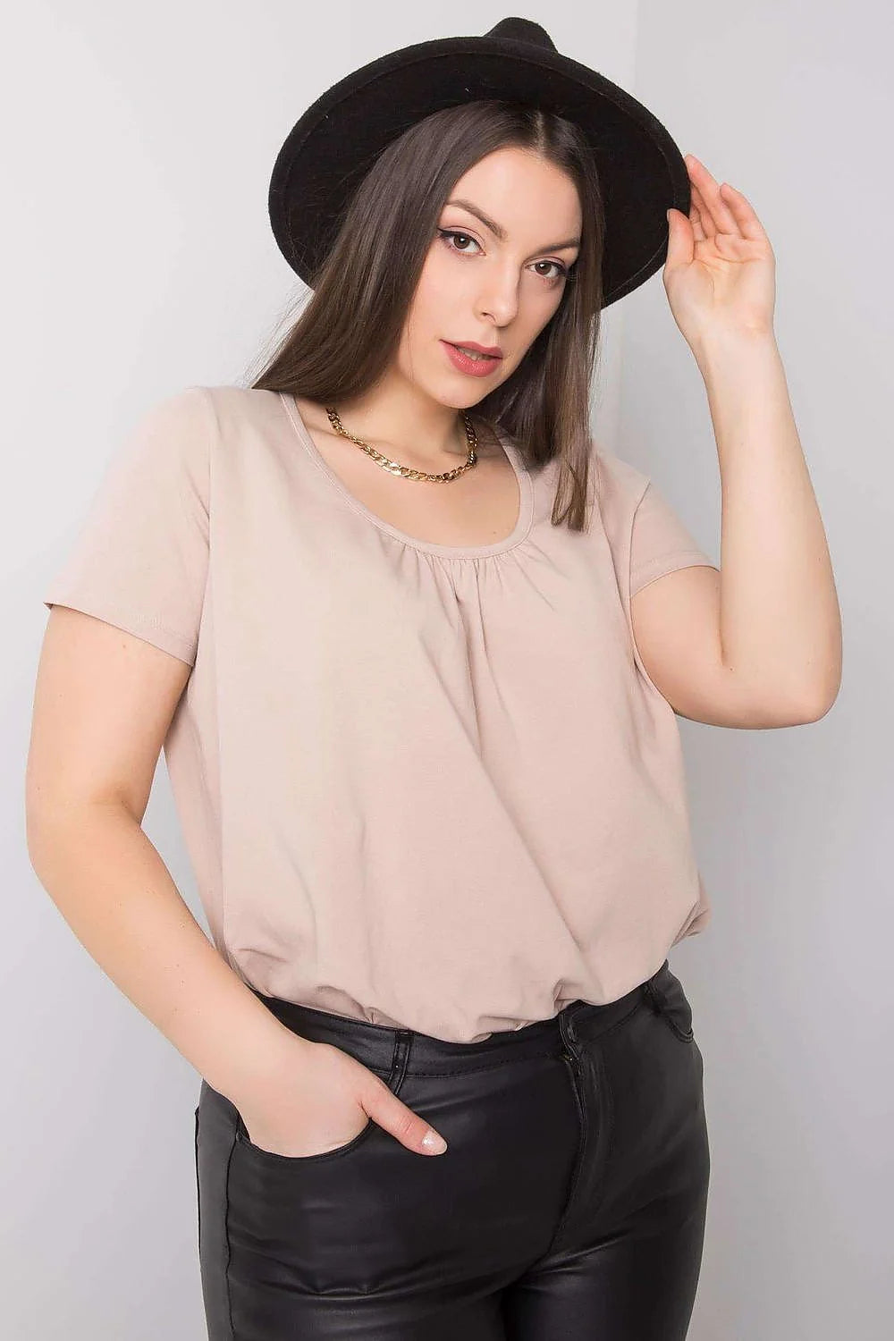 T-shirt BFG pour femme grandes tailles manches courtes col rond coton élasthanne confortable élégance quotidienne
