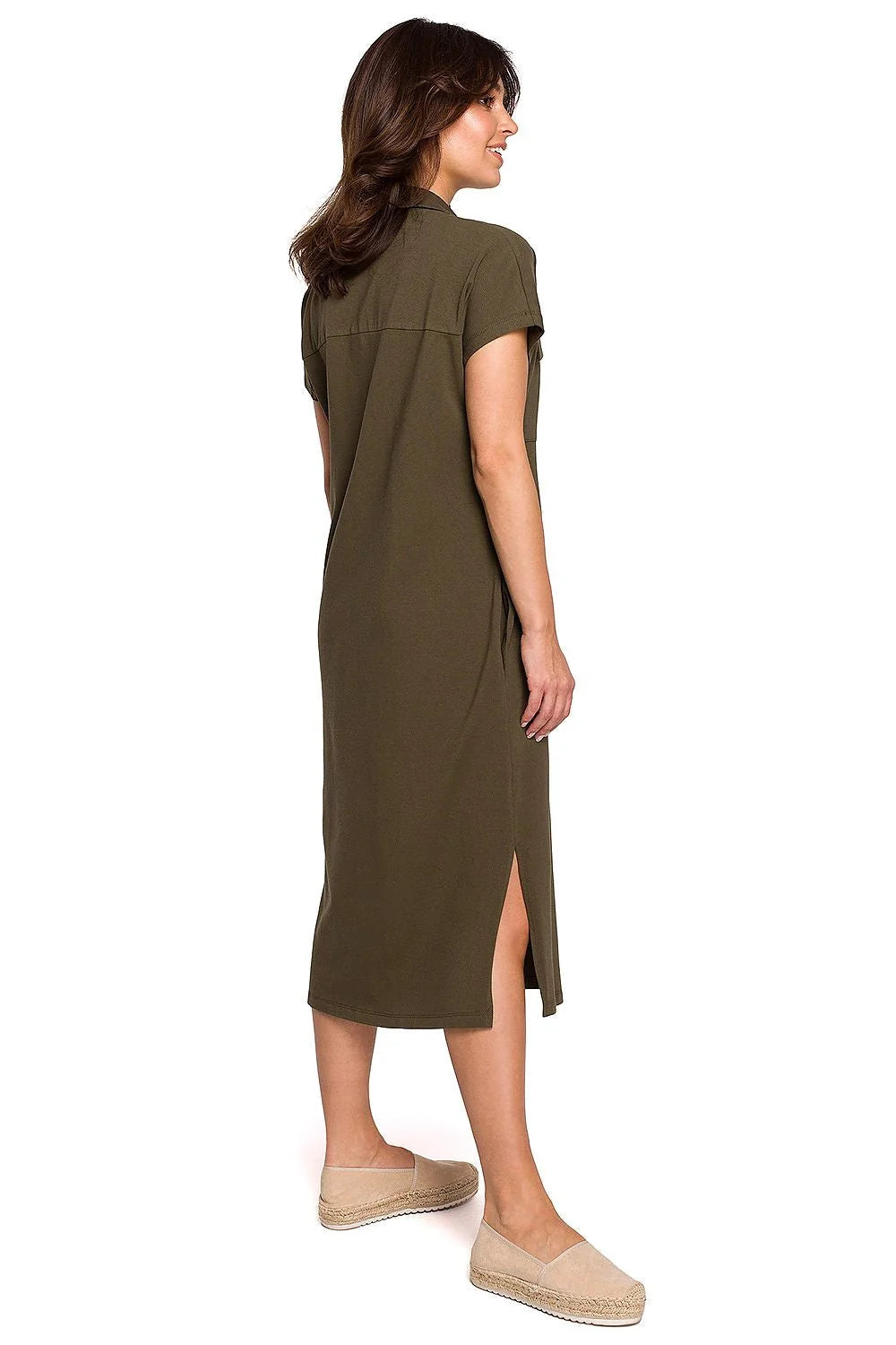 Robe casual en coton jaune moutarde style polo décontracté manches courtes pour femme élégante