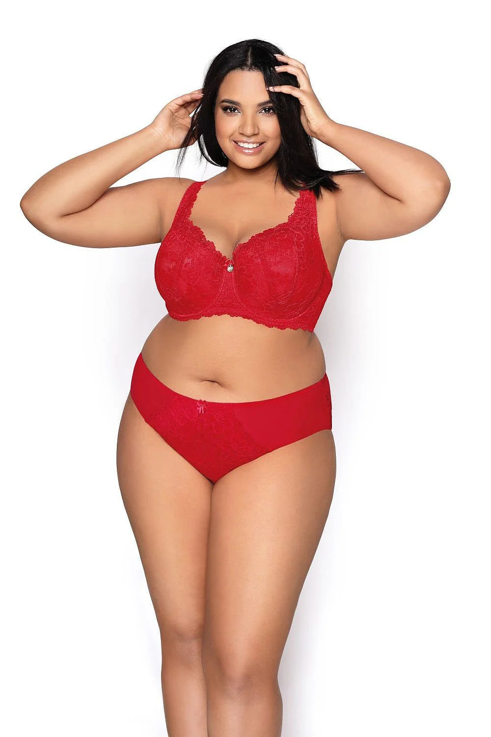 Culotte de lingerie sexy rouge microfibre dentelle floral motif noeud satin taille ajustable coupe classique échancrée élégante confortable femme