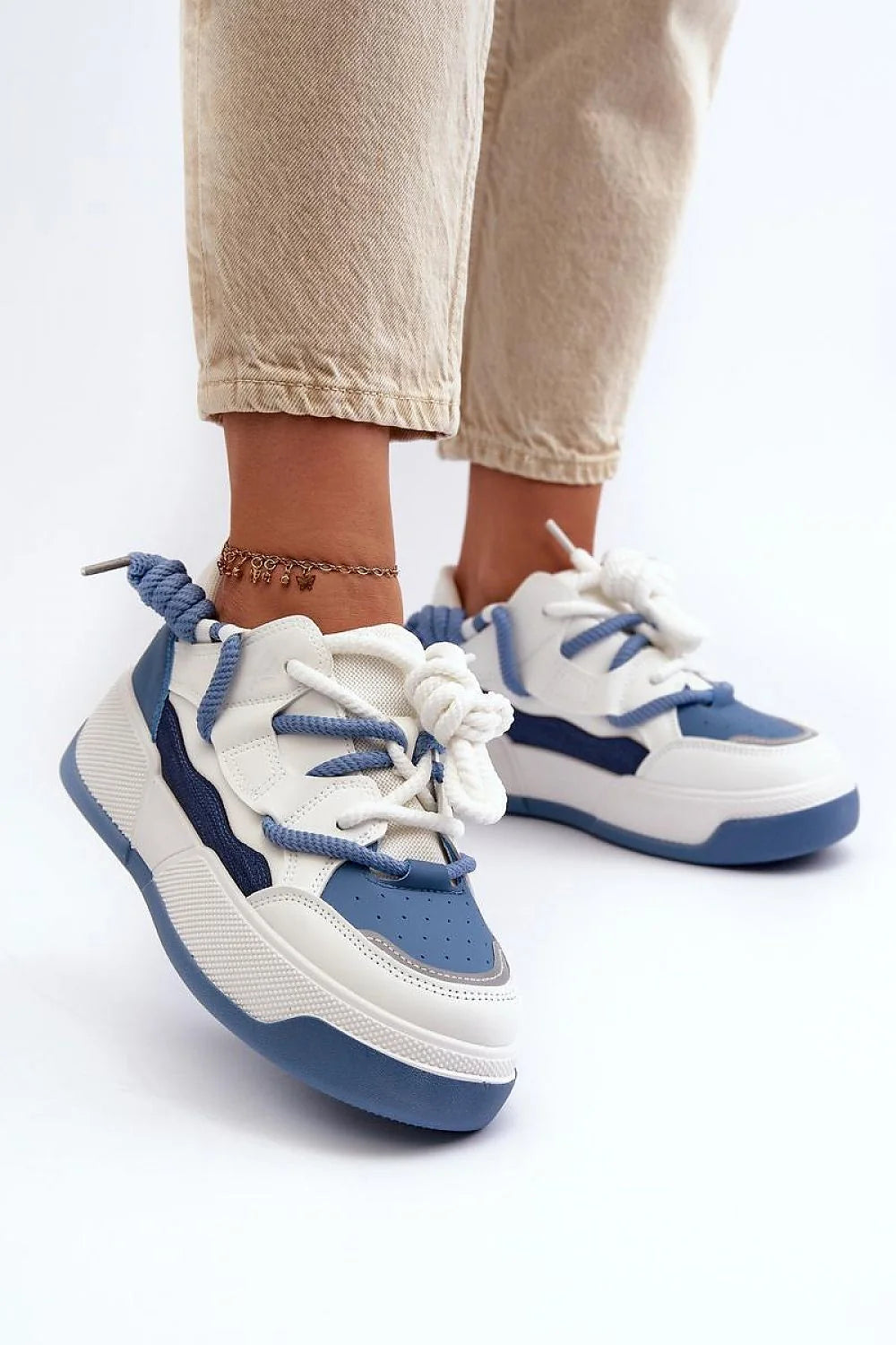 Chaussures de sport Step in style baskets plateforme femmes cuir synthétique bleu blanc streetwear low-cut confort