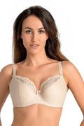 Soutien-gorge Estel beige semi-complet en microfibre dentelle florale bretelles ajustables nœud central confortable maintien parfait lingerie féminine occasion quotidienne spéciale