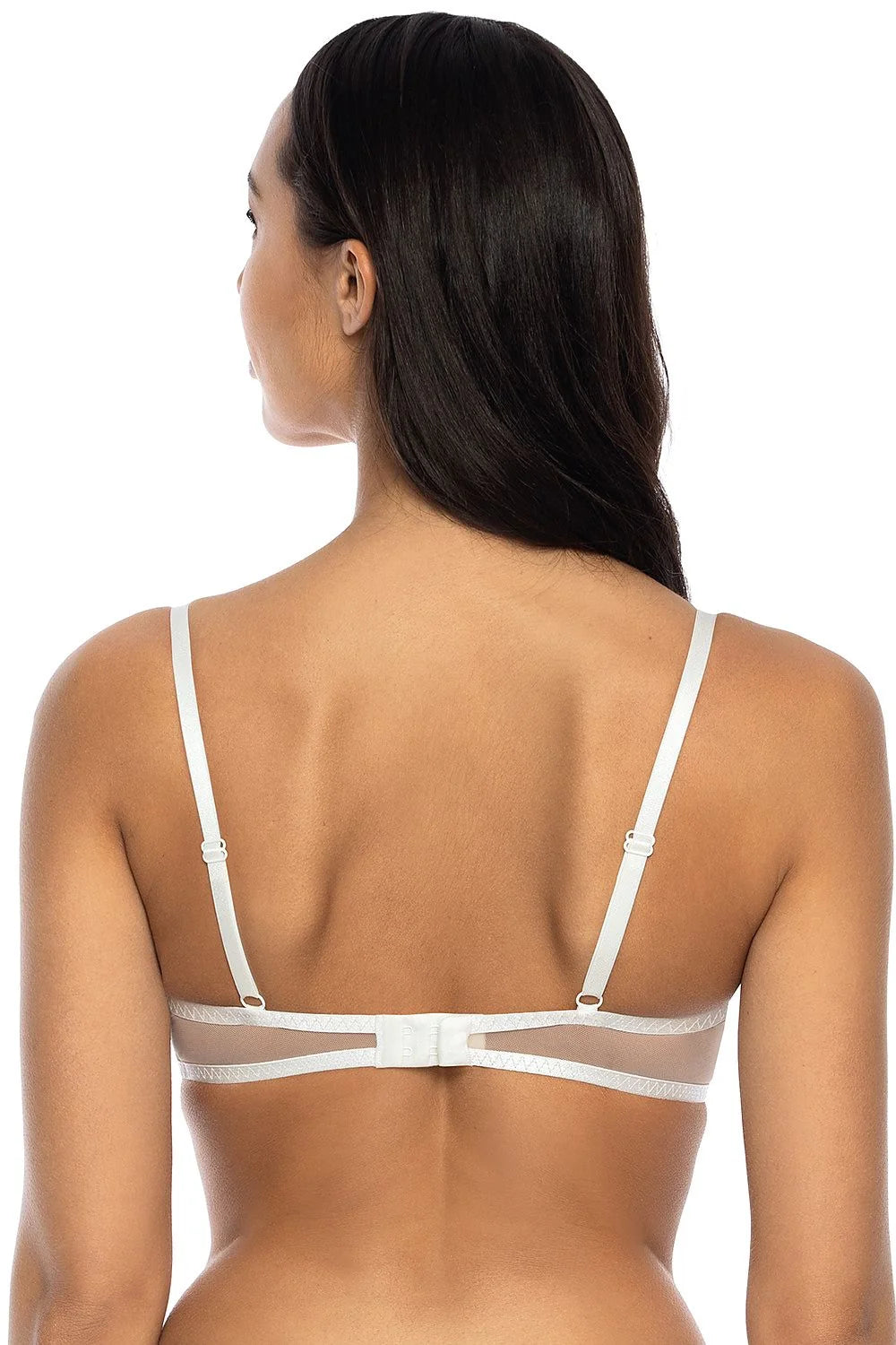 Soutien-gorge push-up élégant dentelle floral beige nude bretelles ajustables décolleté plongeant femmes