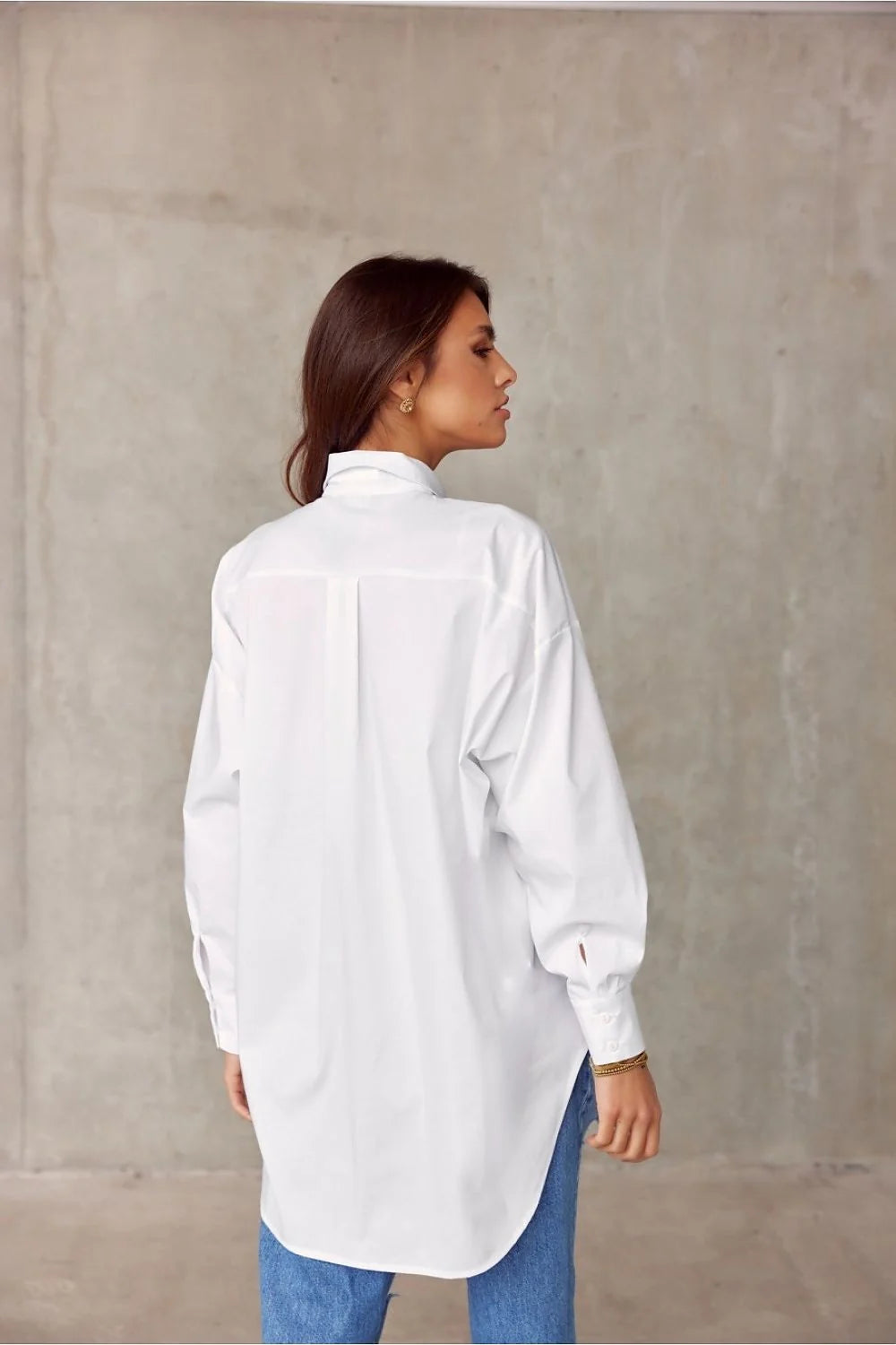 Chemise femme manches longues Roco Fashion style classique couleur bleu pastel coupe oversize en coton qualité supérieure