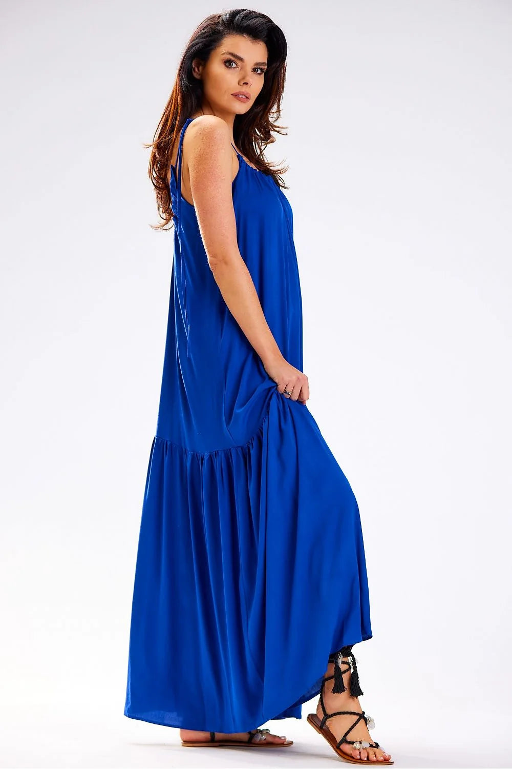 Robe de jour awama longue ample dos nu bretelles ajustables en viscose femme été