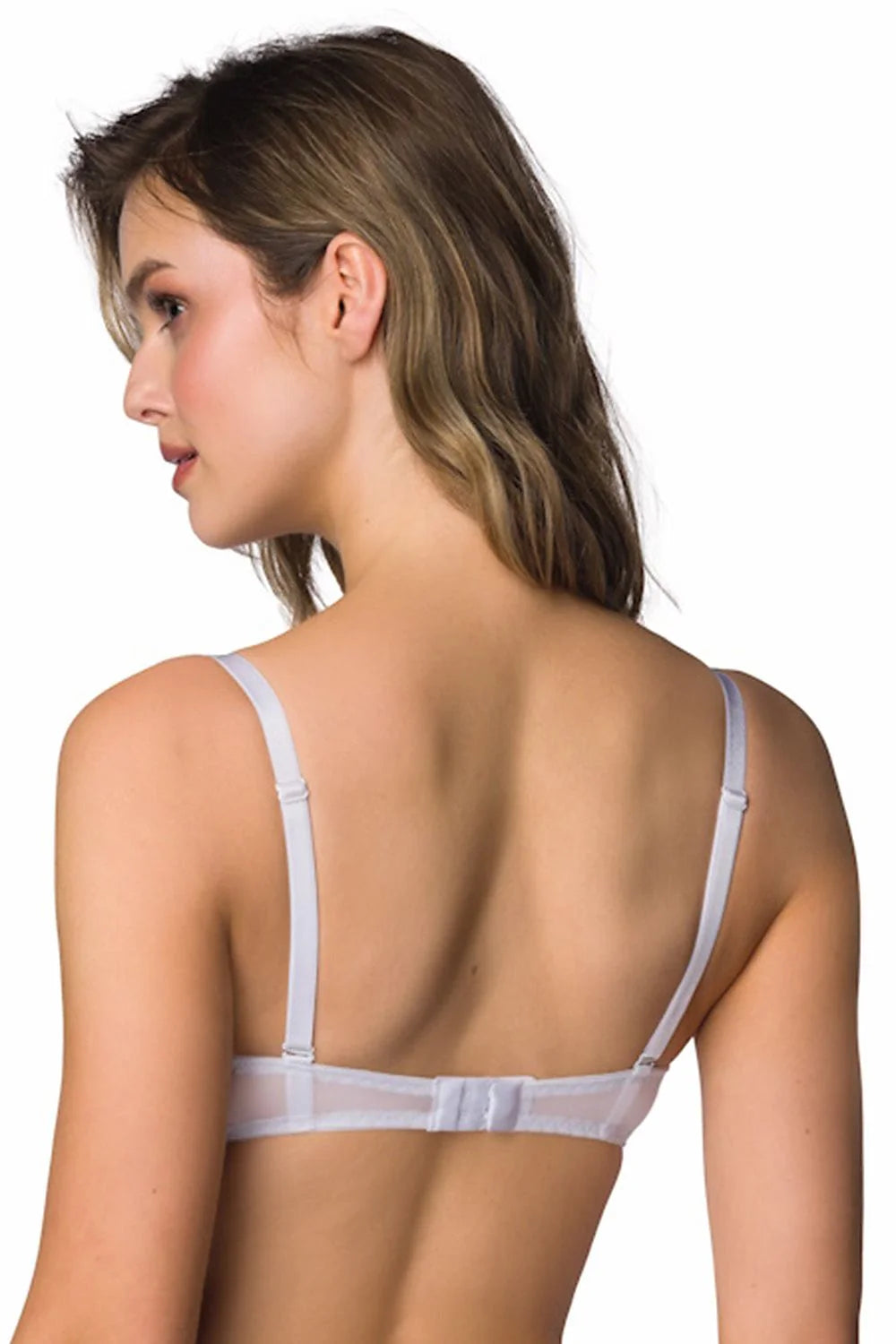 Soutien-gorge féminin Elara blanc dentelle motifs floraux épaules fines ajustables confortable pour quotidien et occasions spéciales