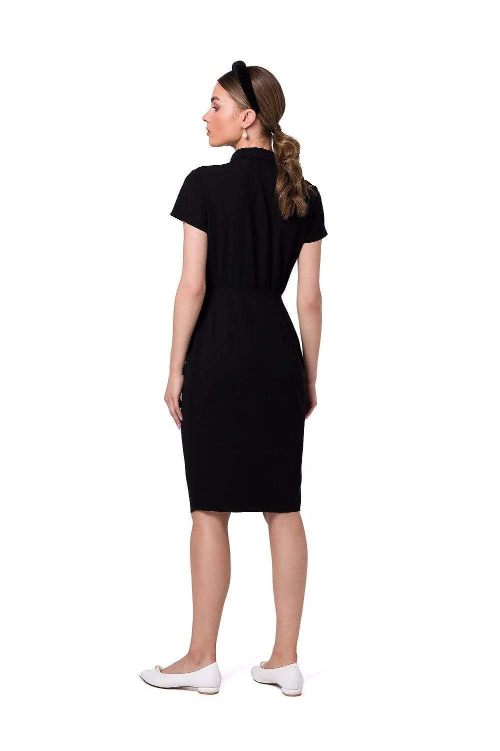 Robe de jour Stylove style chic moderne col chemise manches courtes fermeture boutons taille ajustable femme
