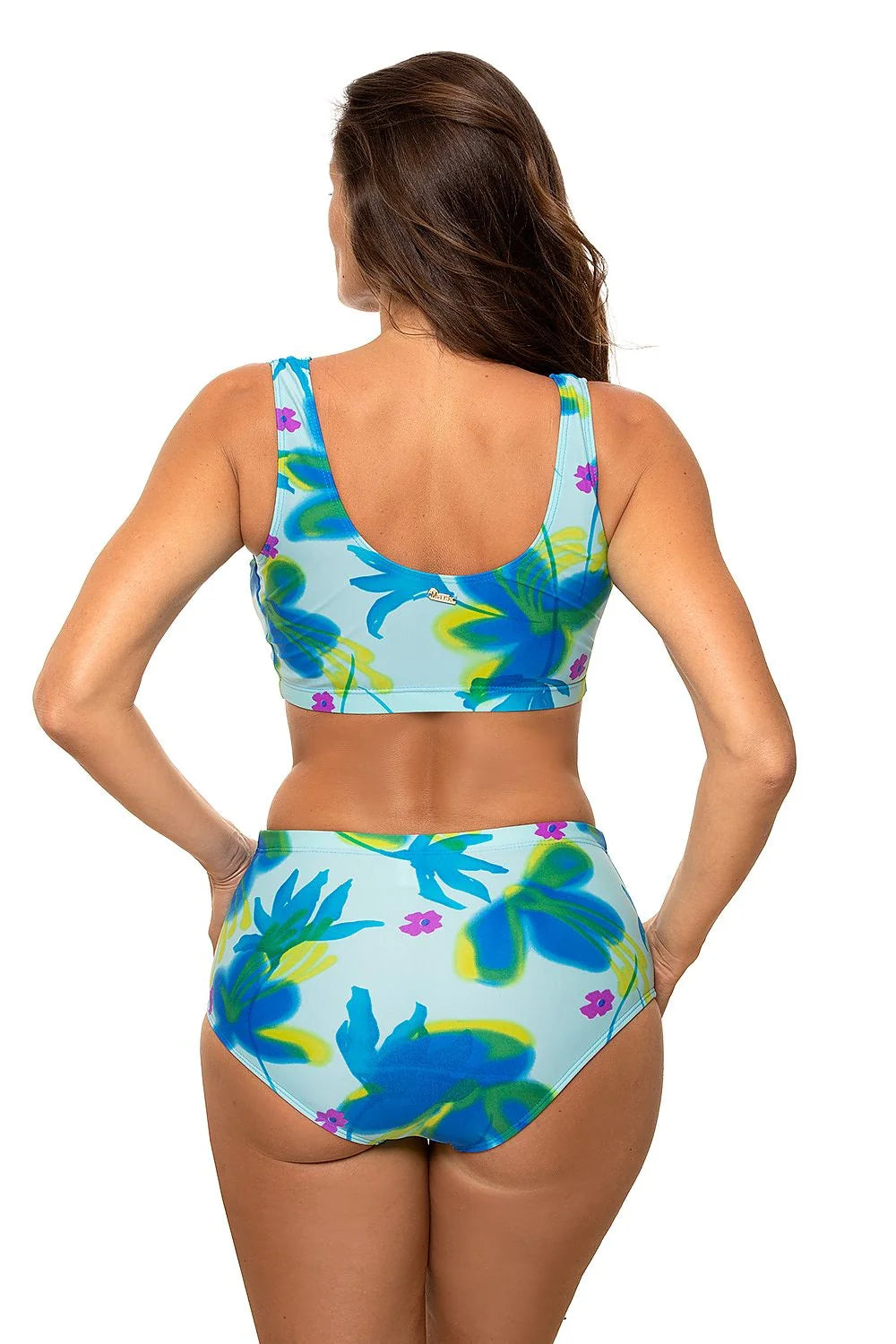 Maillot de bain deux pièces lycra tropical exotique floral élégant plage été femme tendance mode