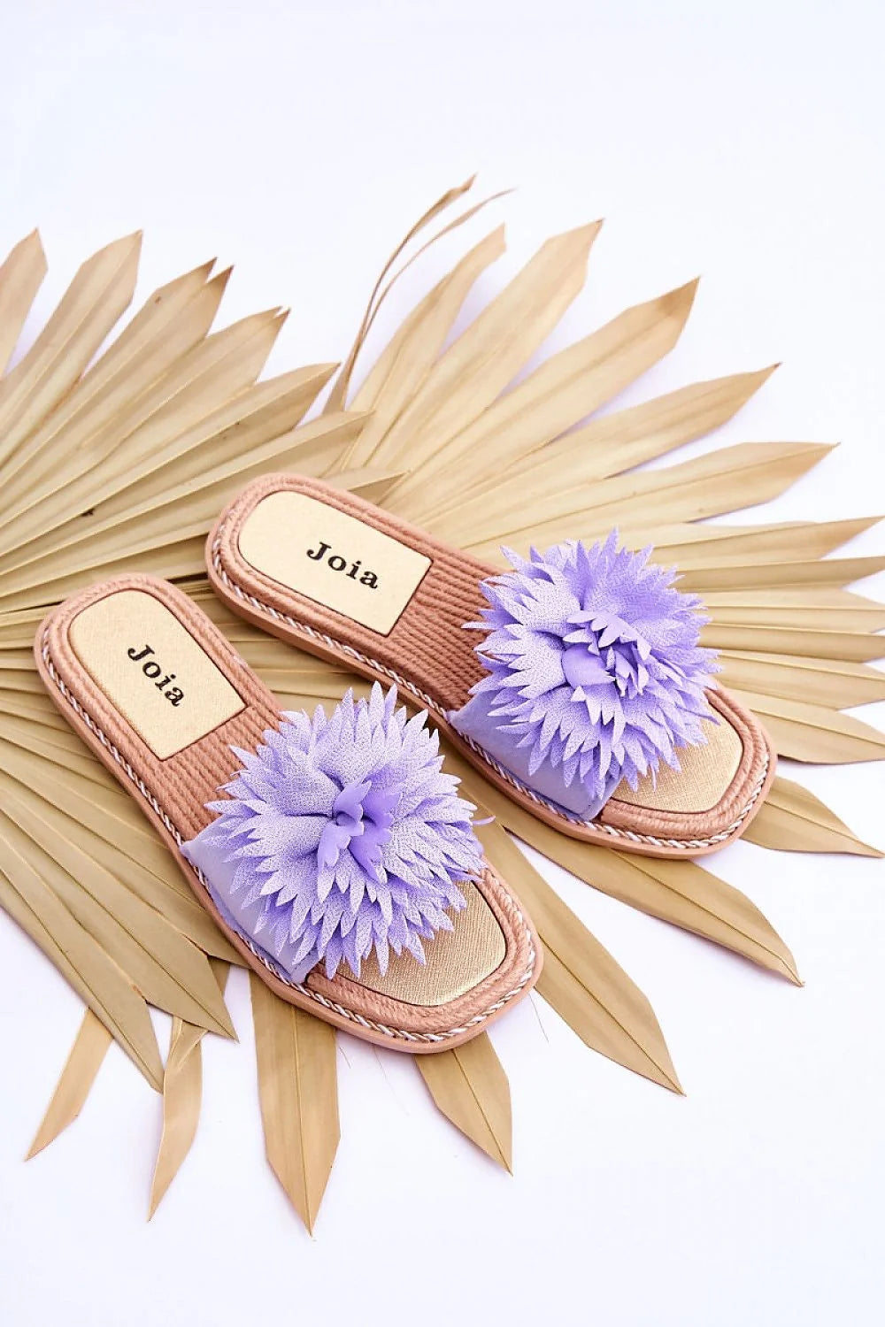 Clacquettes Step in style, Tongs Femmes Écologiques en Suede Lavande, Décoration Fleurie, Semelle Antidérapante, Style Bohème Élégant, Occasion Été
