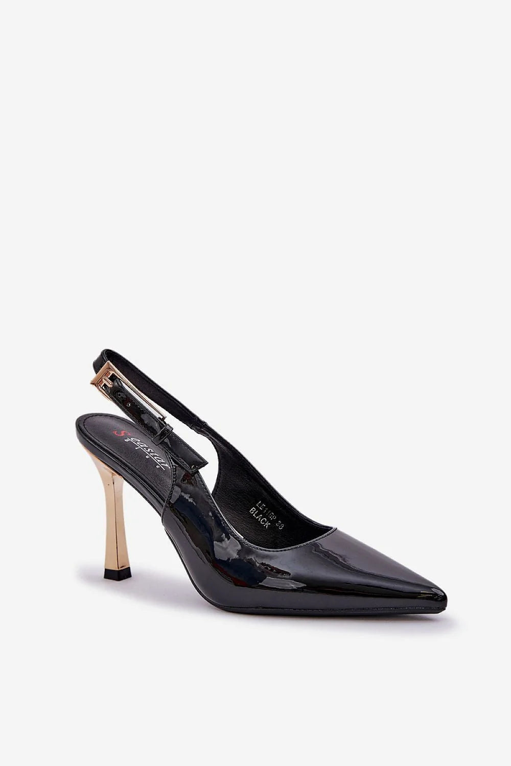 Escarpins à talon stiletto haut slingback pointu doré verni cuir artificiel femmes soirées événements élégance