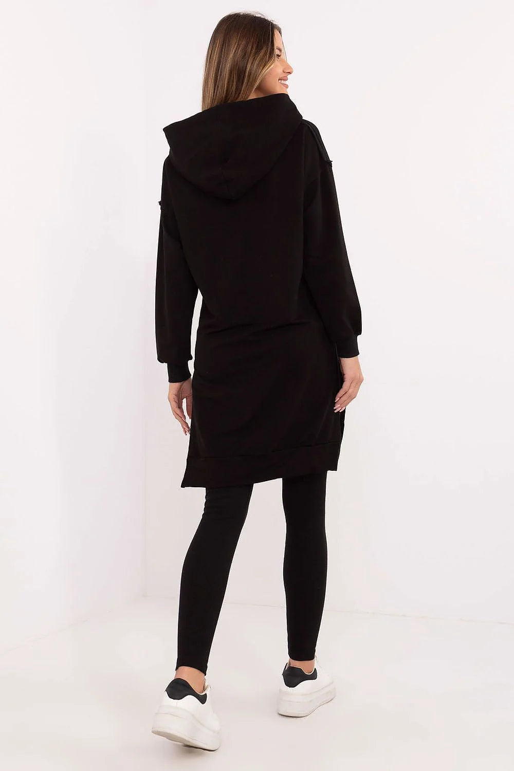 Ensemble femme casual confortable moderne longue capuche manches longues tissu doux élégant sportswear quotidien assorti leggings