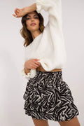 Jupe courte Italy Moda en polyester léger à volants motif animalier avec ceinture élastique pour femmes