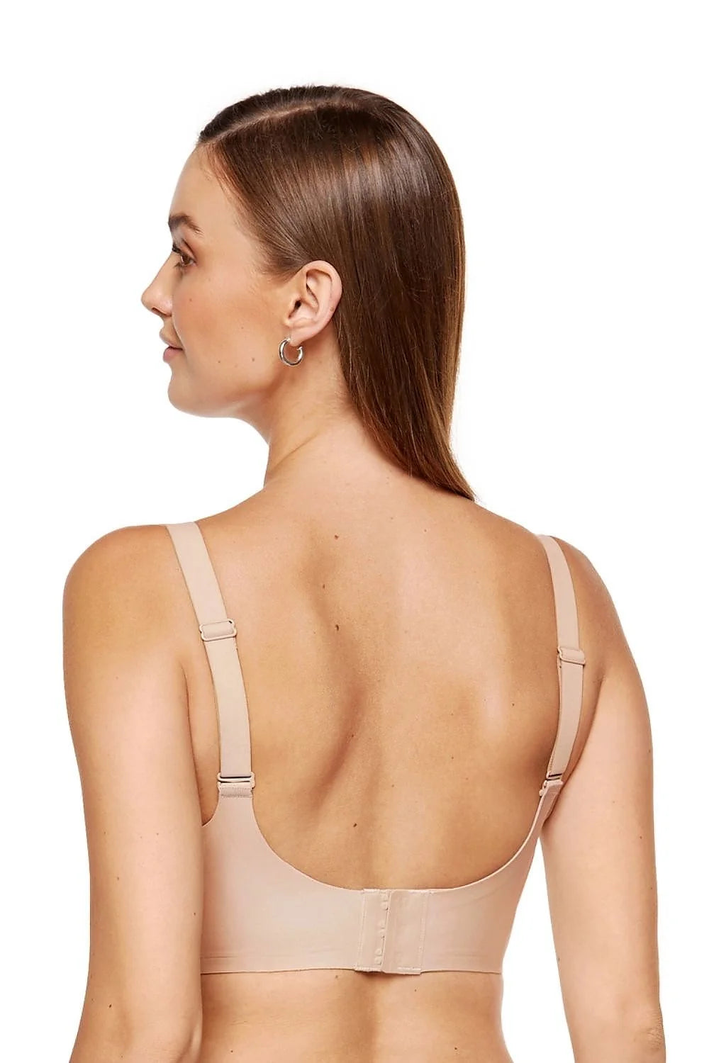 Misty bralette soutiengorge sans armatures invisible microfibre lisse beige seconde peau bretelles larges réglables coussinets amovibles maintien léger