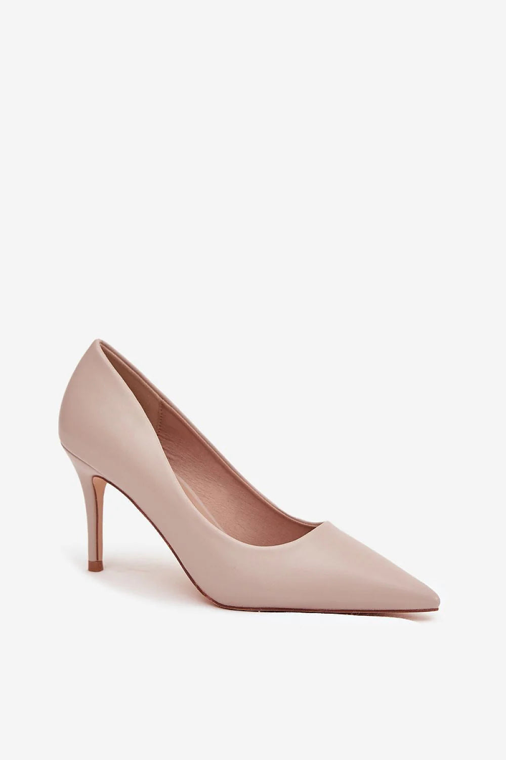 escarpins femme similicuir beige rosé bout pointu talons aiguilles 85mm silhouette élancée semelle fine classique sophistiqués