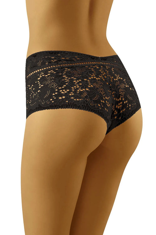 Culotte dentelle noire sexy motifs floraux transparents élégante confortable sophistiquée lingerie féminine séduisante complète