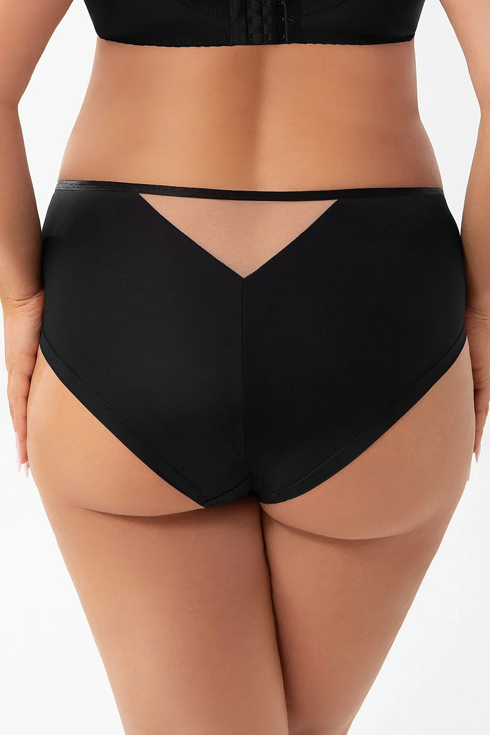 Gorsenia culotte lingerie coupe haute taille large microfibre douce tulle transparent panneaux opaques broderie florale coton doublure élasthanne extensible