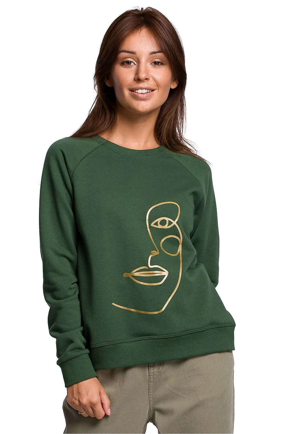 Sweatshirt Be Wear pour femme, design artistique, couleur noire, coupe droite, manches longues, tissu coton polyester, confort et style urbain