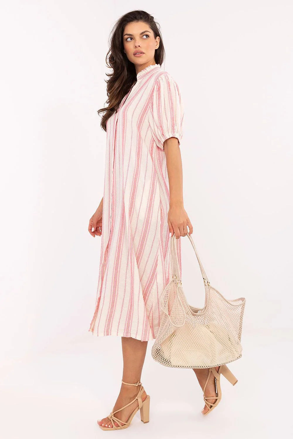 Robe de jour Och Bella style bohème été manches courtes coupe oversize longueur midi douce et confortable pour femmes
