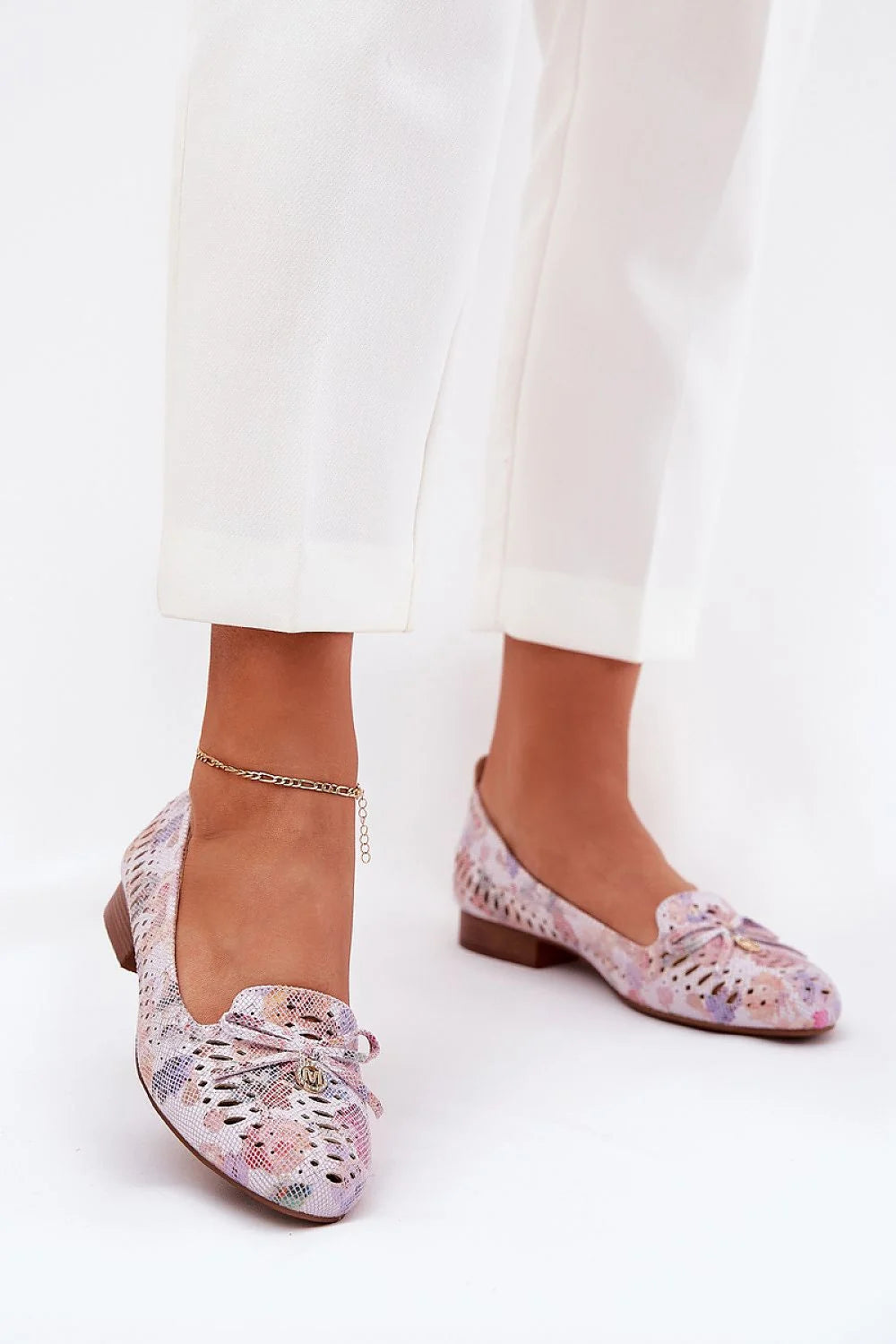 Ballerine Step in style Jezzi cuir suédé écologique nœud métallique pastel multicolore femmes occasionnels formels