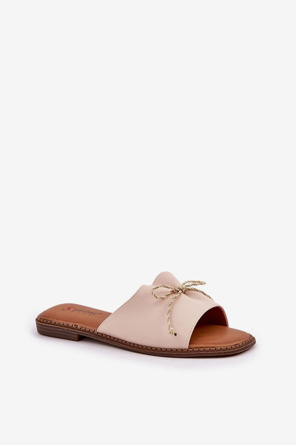 Sandales femmes élégantes mules ouvertes arrière simili cuir crème nœud délicat confort tout le jour occasion été