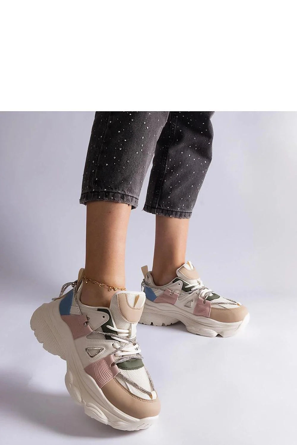 Baskets mode femme design audacieux années 90 semelle épaisse mesh cuir synthétique beige rose poudré bleu ciel vert olive confort maximal