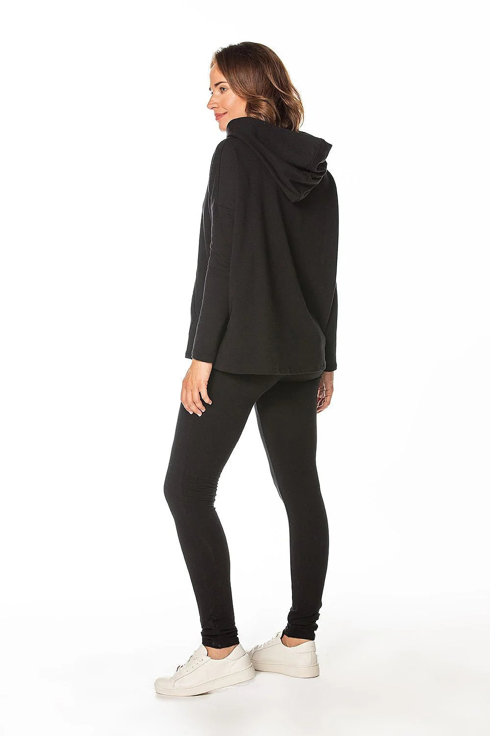 Sweatshirt et pantalon assorti pour femme, noir, coton polyester, style décontracté, coupe ample et slim, ensemble moderne