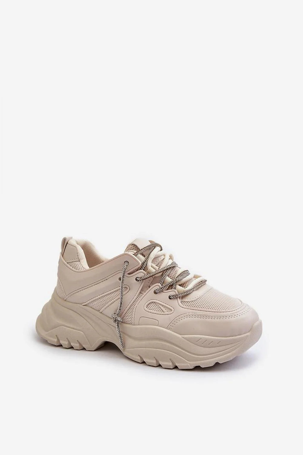Chaussures de sport pour femme style urbain moderne design chunky beige confortable semelle épaisse plateforme 4cm
