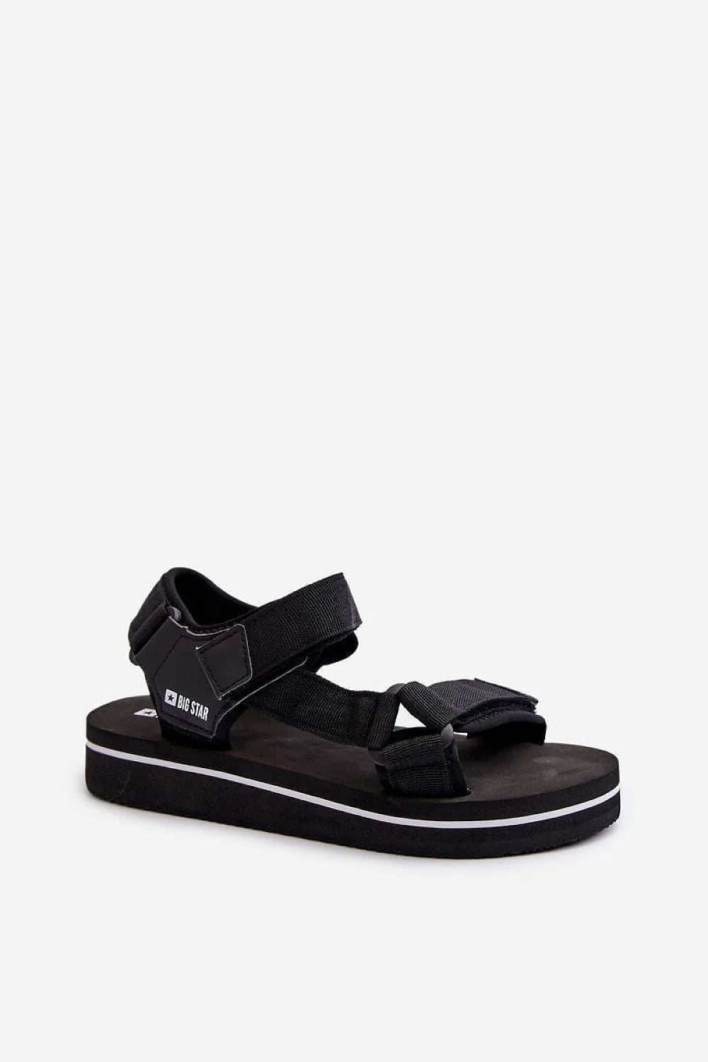 Sandales pour femme style casual sportif plateforme EVA semelle piano Velcro noir blanc tissu respirant plage ville