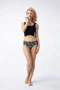 ensemble lingerie féminine Julimex crop top culottes coupe classique taille mihaute paisley noir beige extensible doux confort maintien élégant